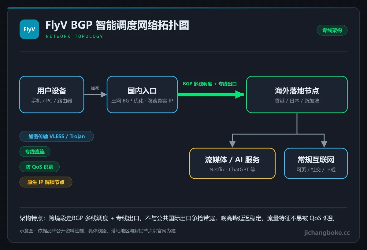 FlyV BGP 智能调度网络拓扑图